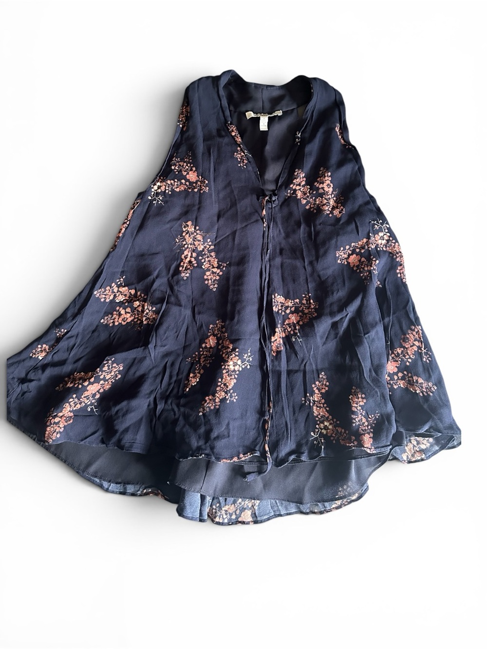 10 Crosby Derek Lam Navy Sleeveless Floral-Print Blouse US2